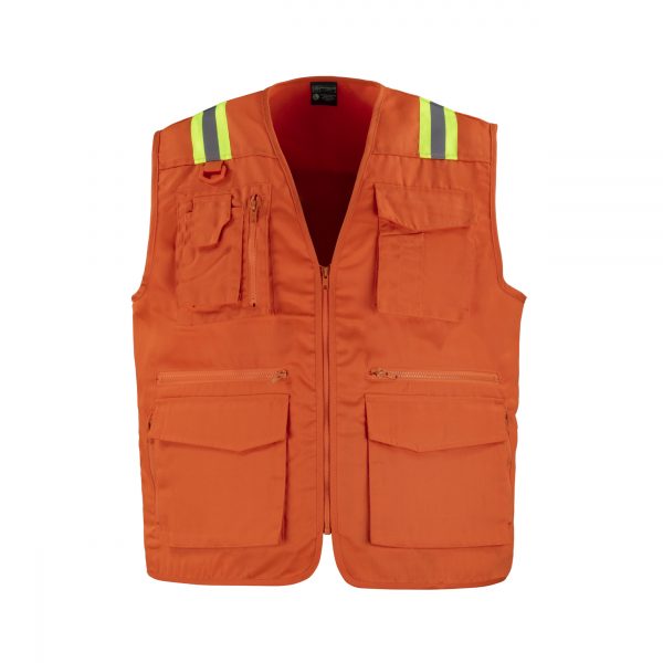 chaleco geologo gabardina dual hi vis con cinta dia y noche